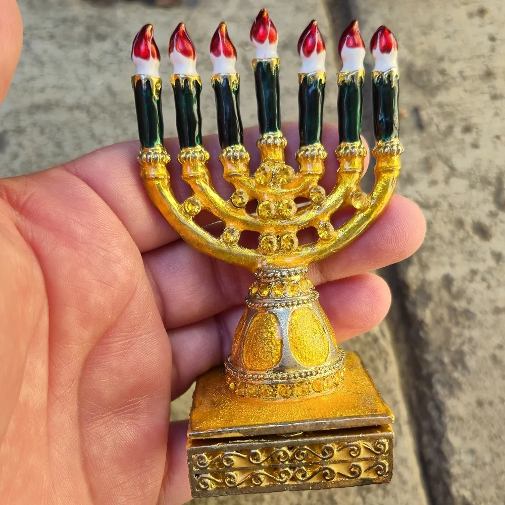 Gold and‎ Red Decorative Menorah Accent